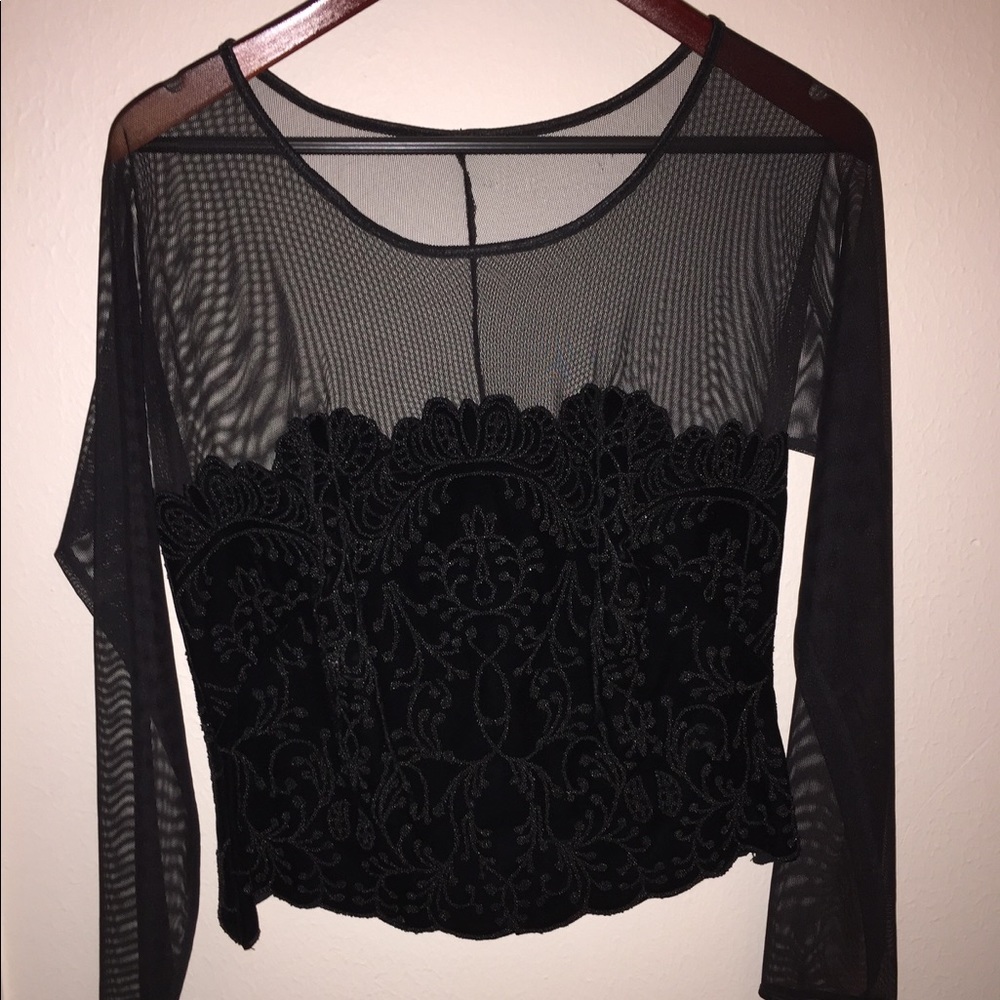 JS Boutique Fitted Velvet Beaded Top